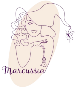 Logo Maroussia sorcière a chapeau papillon et renard